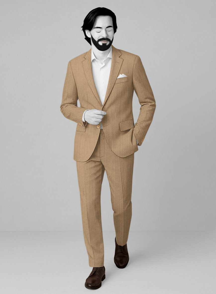 Napolean Lurvani Herringbone Biscotti Wool Suit - StudioSuits