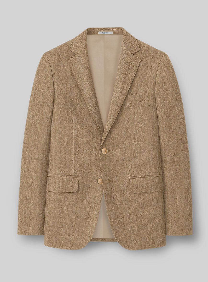 Napolean Lurvani Herringbone Biscotti Wool Suit - StudioSuits