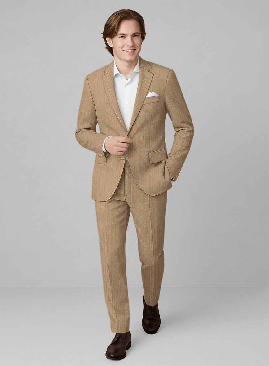 Napolean Lurvani Herringbone Biscotti Wool Suit - StudioSuits