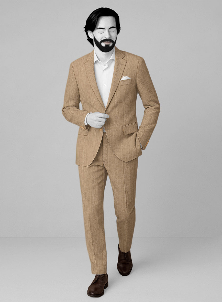 Napolean Lurvani Herringbone Biscotti Wool Suit - StudioSuits