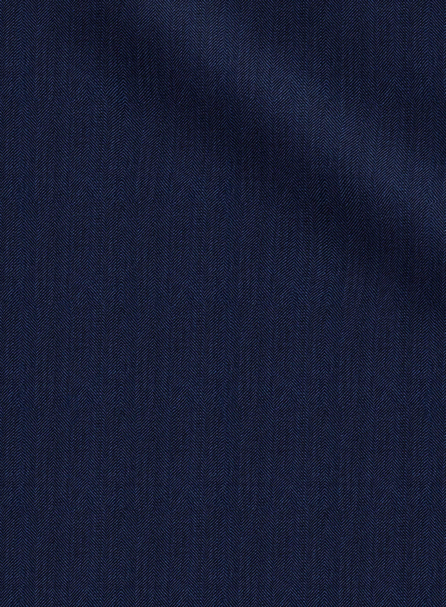 Napolean Lurvani Herringbone Blue Wool Pants - StudioSuits