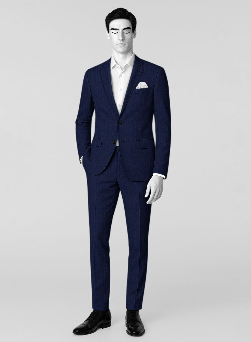Napolean Lurvani Herringbone Blue Wool Suit - StudioSuits
