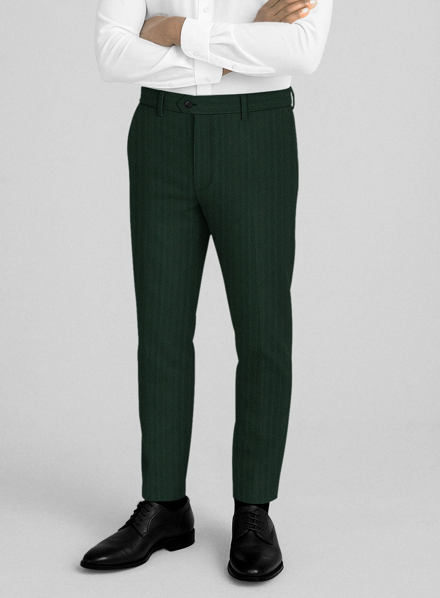 Napolean Lurvani Herringbone Green Wool Pants - StudioSuits