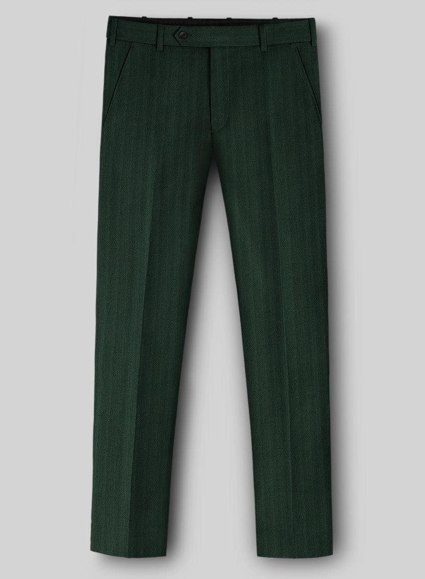 Napolean Lurvani Herringbone Green Wool Pants - StudioSuits