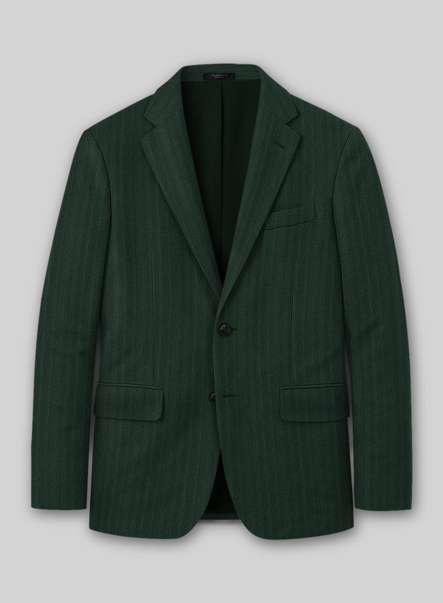 Napolean Lurvani Herringbone Green Wool Suit - StudioSuits