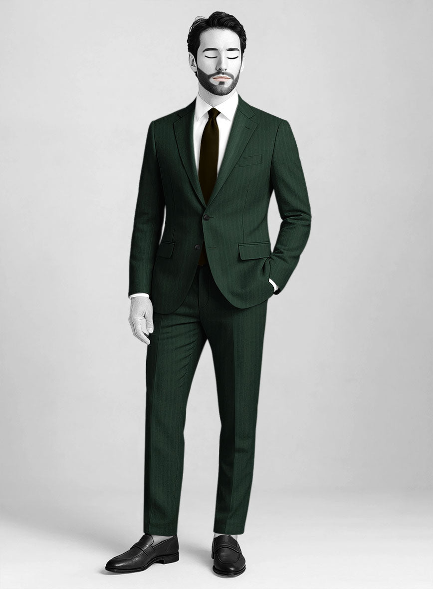 Napolean Lurvani Herringbone Green Wool Suit - StudioSuits
