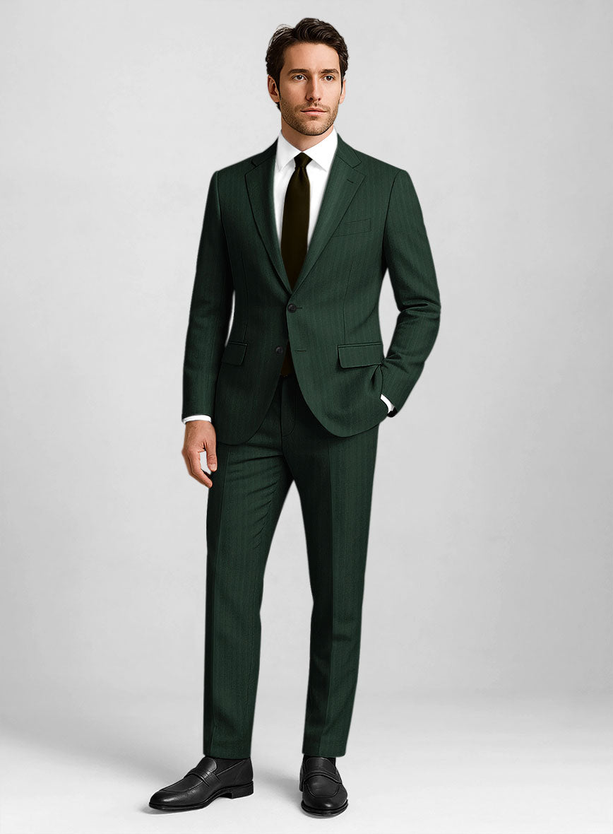 Napolean Lurvani Herringbone Green Wool Suit - StudioSuits