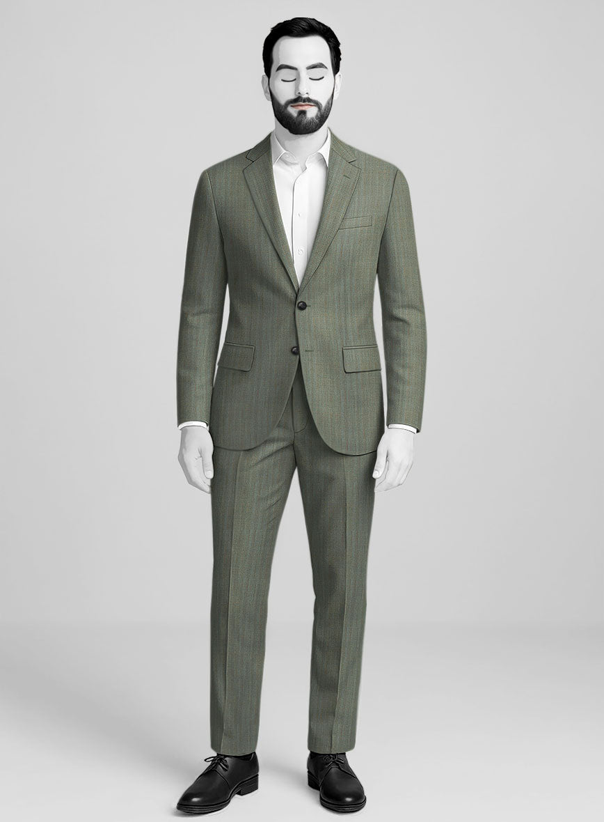 Napolean Lurvani Herringbone Mist Wool Suit - StudioSuits