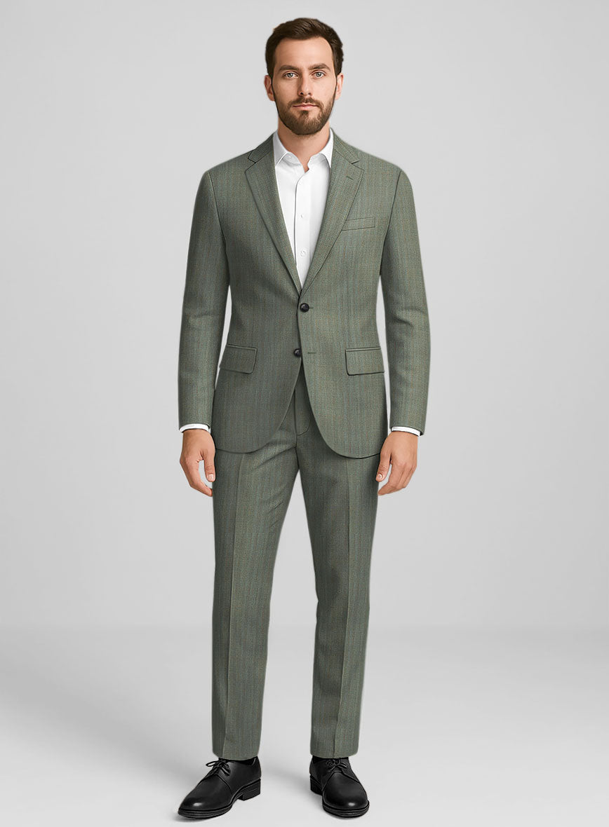 Napolean Lurvani Herringbone Mist Wool Suit - StudioSuits