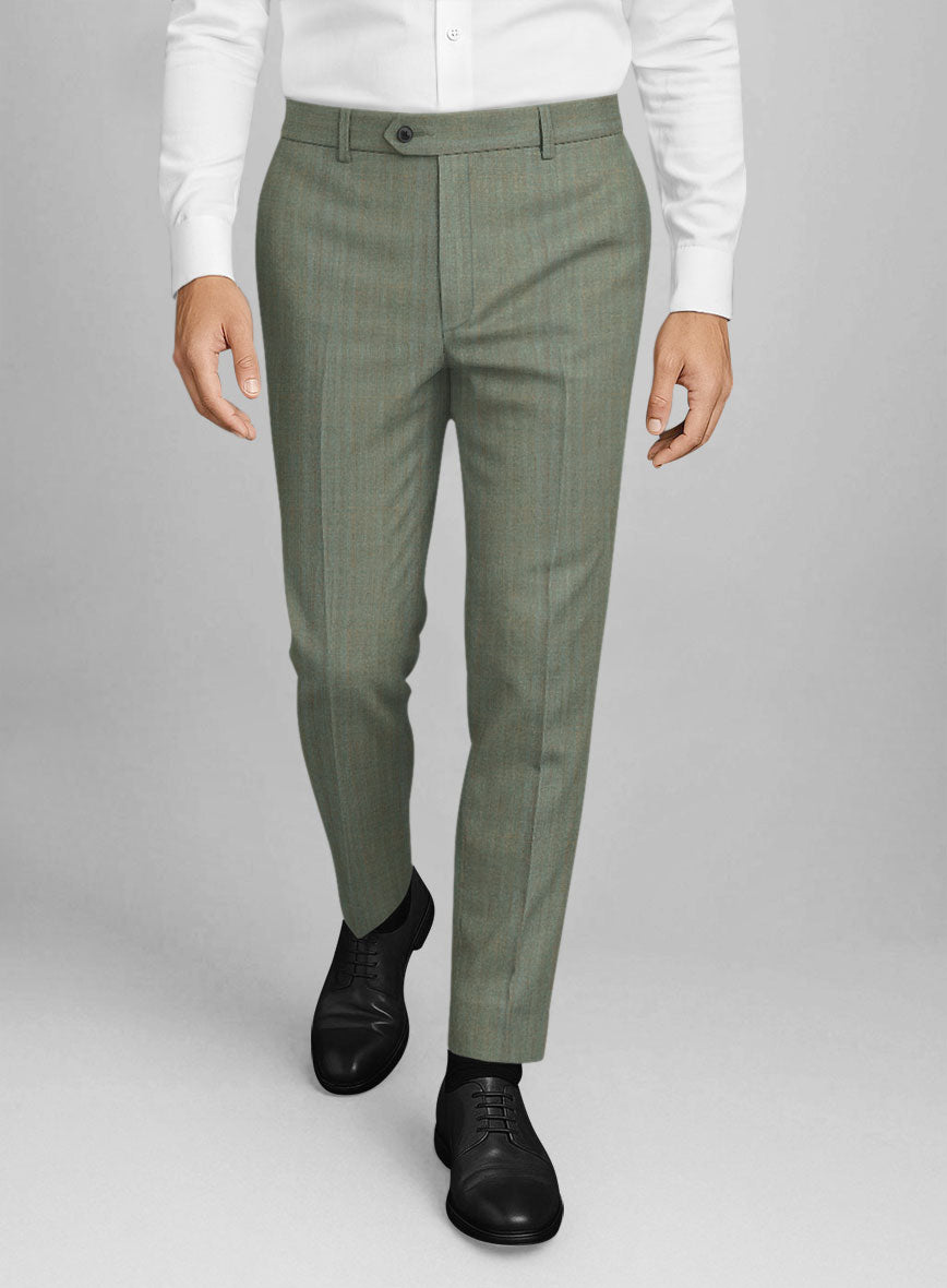 Napolean Lurvani Herringbone Mist Wool Pants - StudioSuits