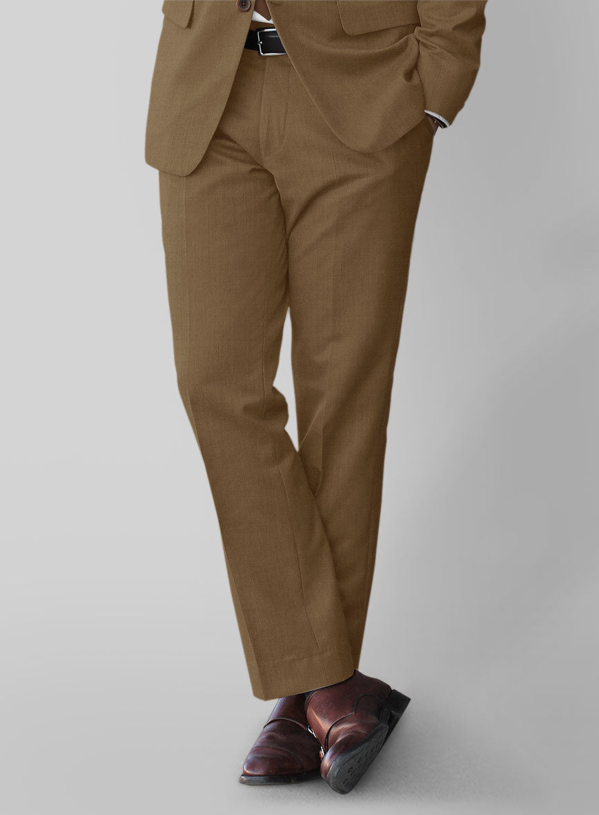 Napolean Melange Brown Wool Pants - StudioSuits
