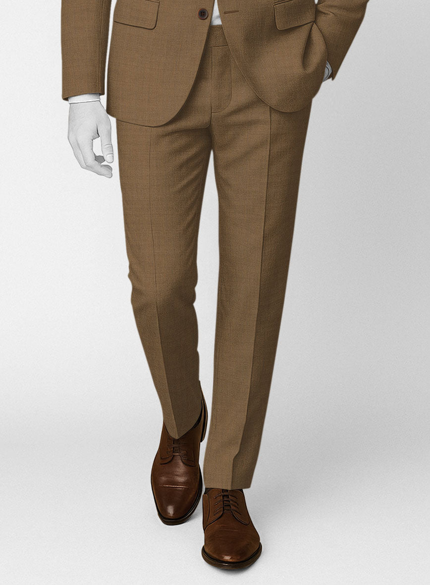 Napolean Melange Brown Wool Pants - StudioSuits