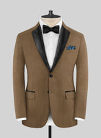 Napolean Melange Brown Wool Tuxedo Jacket - StudioSuits