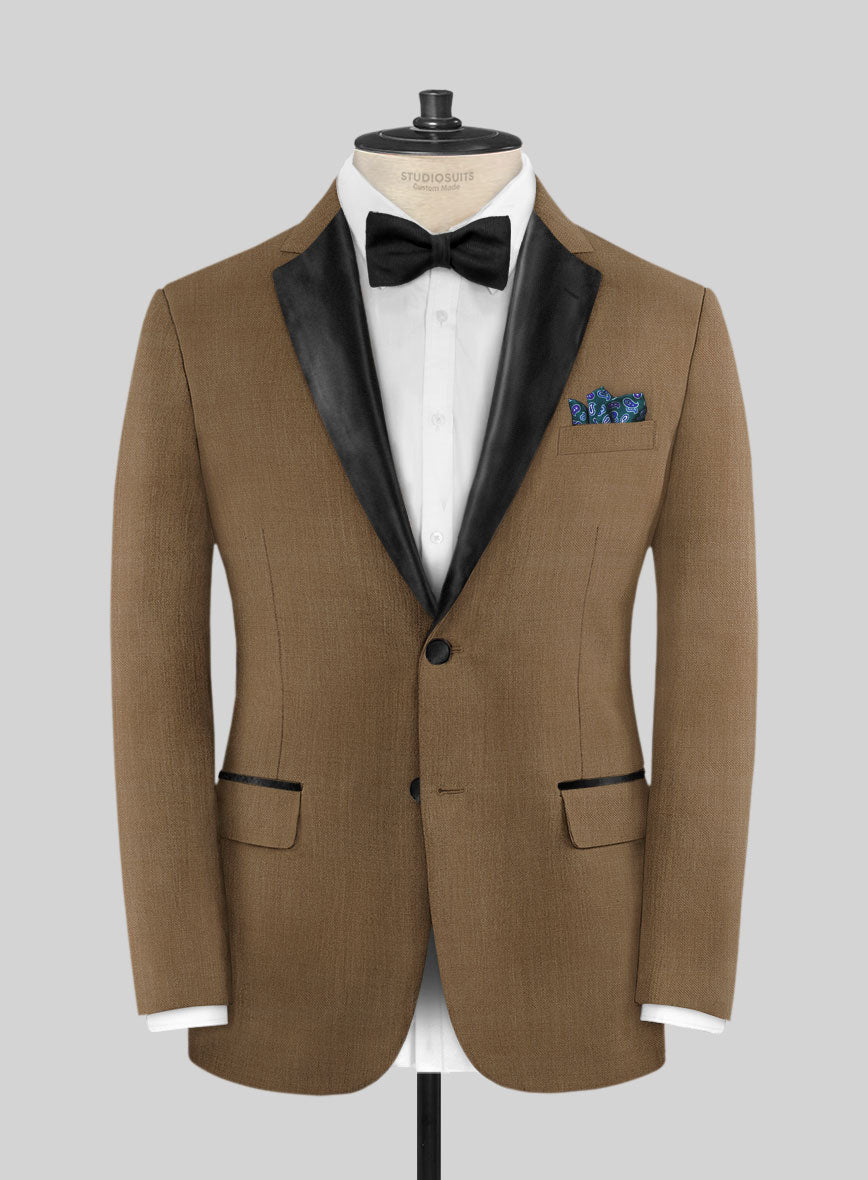 Napolean Melange Brown Wool Tuxedo Suit - StudioSuits
