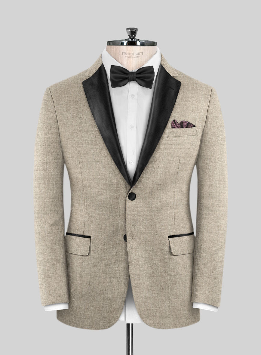 Napolean Melange Khaki Wool Tuxedo Jacket - StudioSuits