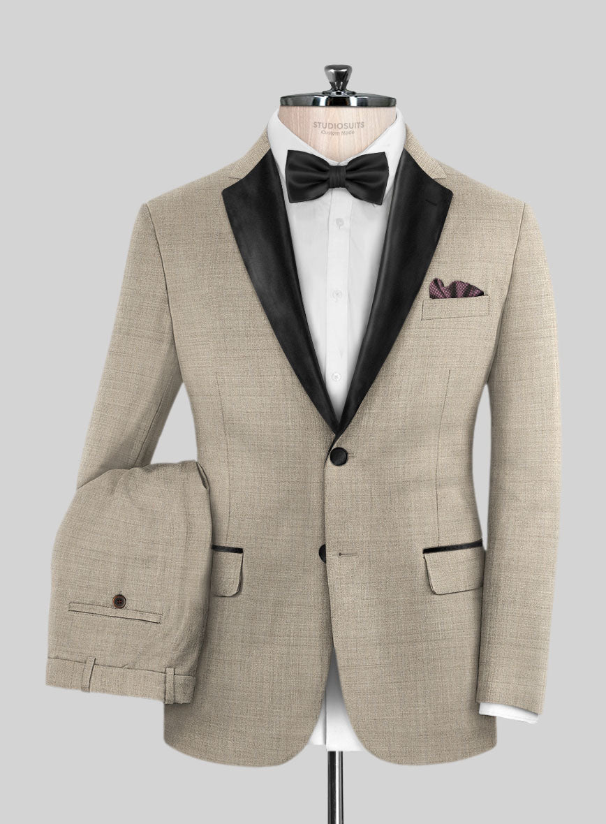 Napolean Melange Khaki Wool Tuxedo Suit - StudioSuits