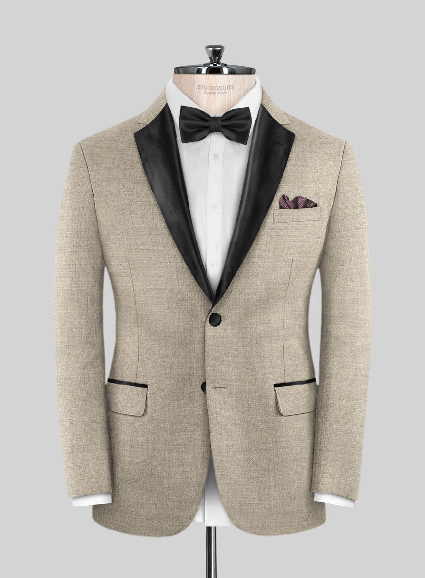 Napolean Melange Khaki Wool Tuxedo Suit - StudioSuits