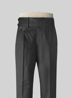 Napolean Mid Charcoal Double Gurkha Wool Trousers - StudioSuits