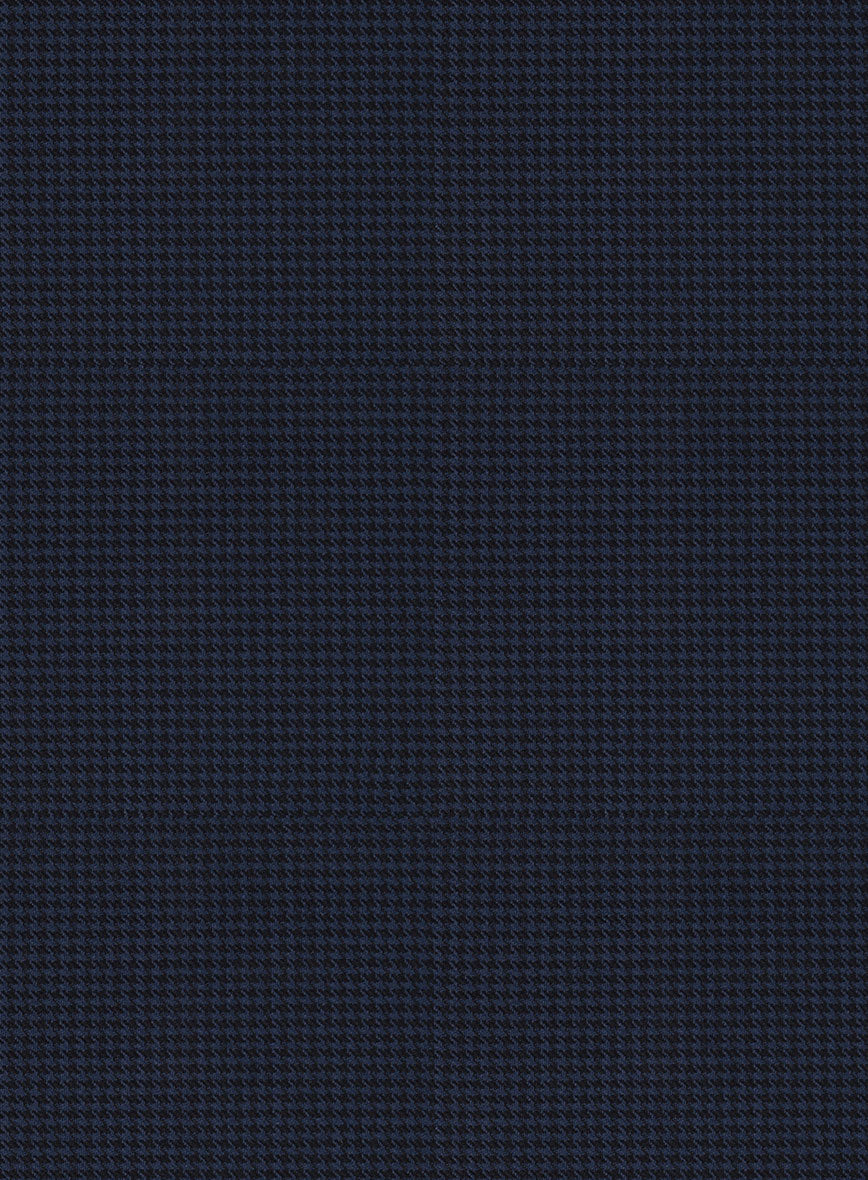 Napolean Mini Houndstooth Blue Wool Pants - StudioSuits