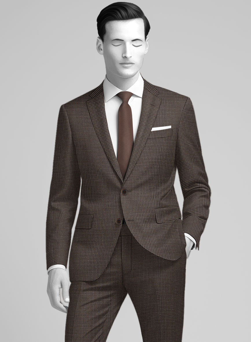 Napolean Mini Houndstooth Brown Wool Jacket - StudioSuits
