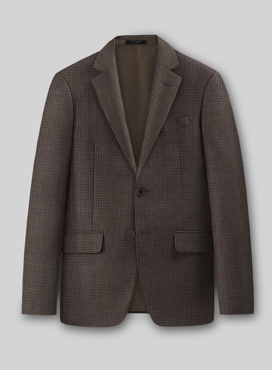 Napolean Mini Houndstooth Brown Wool Jacket - StudioSuits