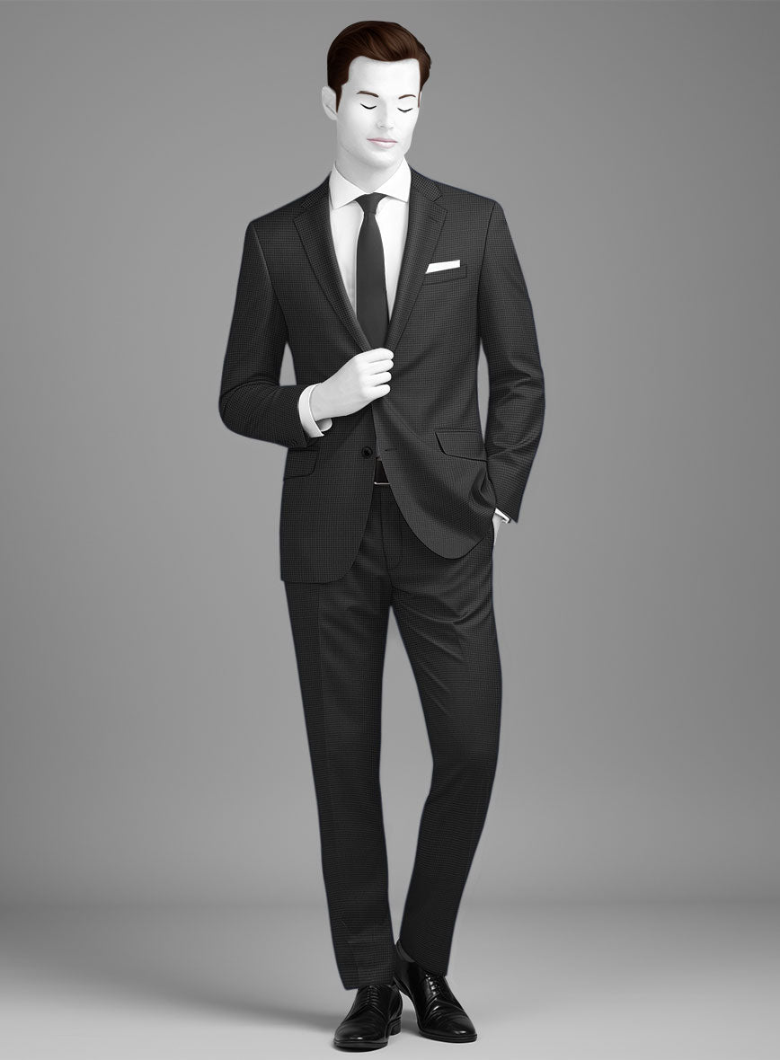 Napolean Mini Houndstooth Gray Wool Suit - StudioSuits