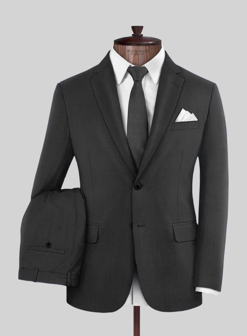 Napolean Mini Houndstooth Gray Wool Suit - StudioSuits