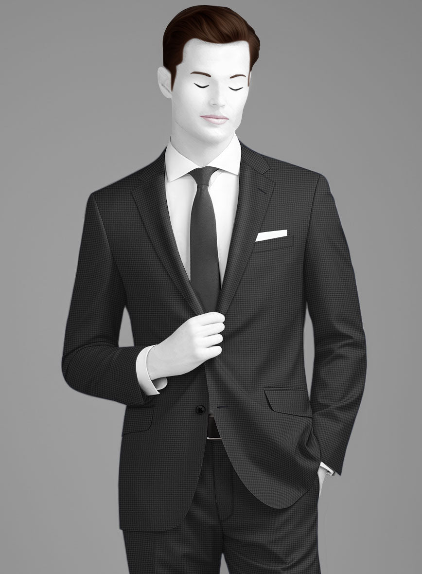 Napolean Mini Houndstooth Gray Wool Suit - StudioSuits