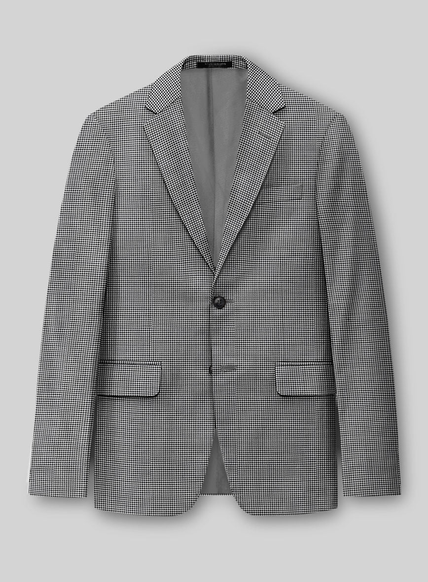 Napolean Mini Houndstooth White Wool Jacket - StudioSuits