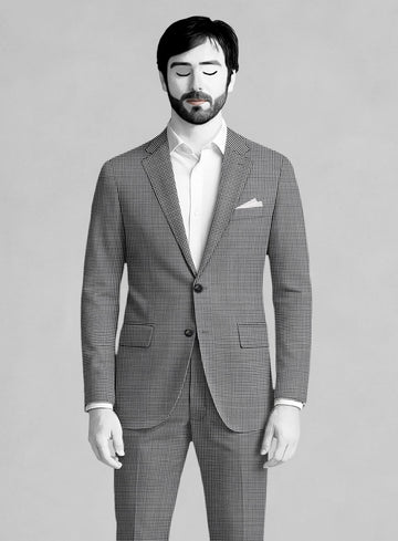 Napolean Mini Houndstooth White Wool Jacket - StudioSuits