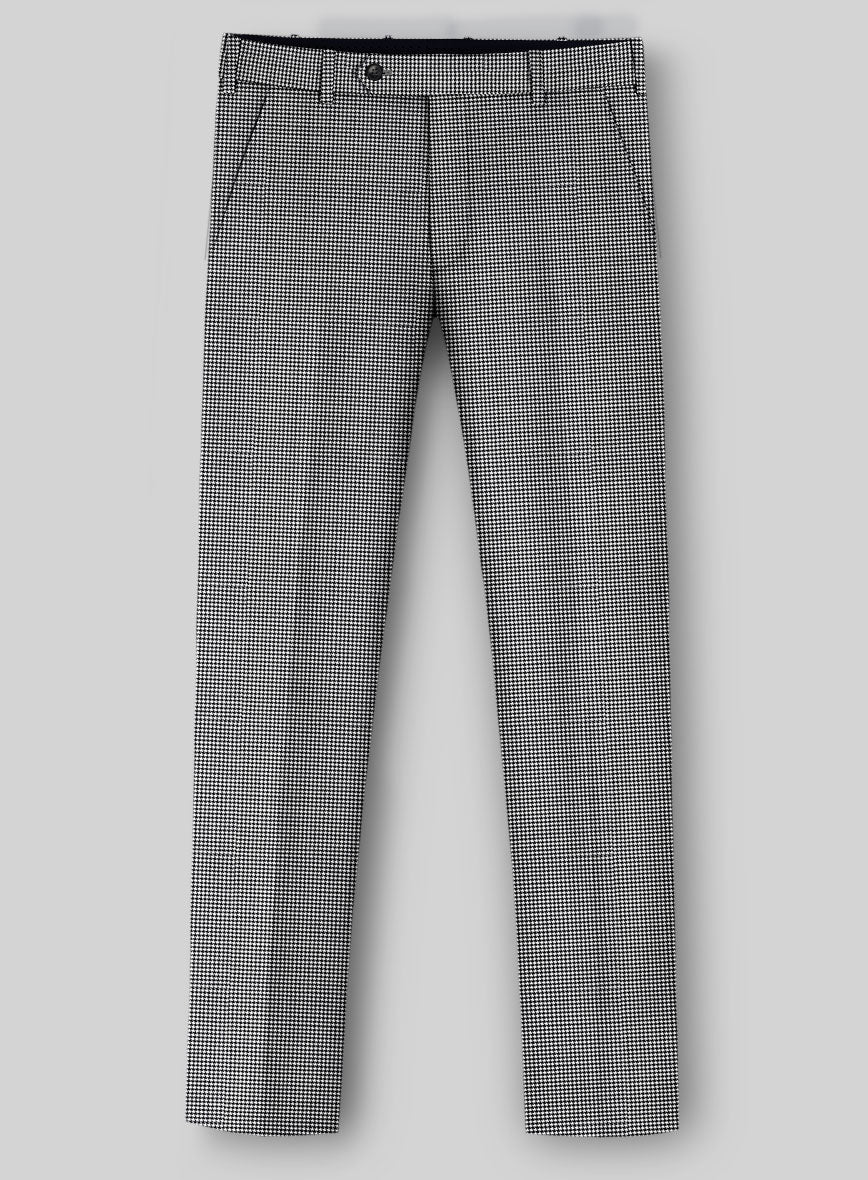 Napolean Mini Houndstooth White Wool Pants - StudioSuits