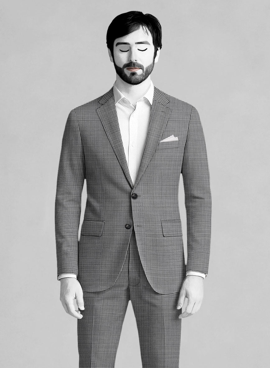 Napolean Mini Houndstooth White Wool Suit - StudioSuits