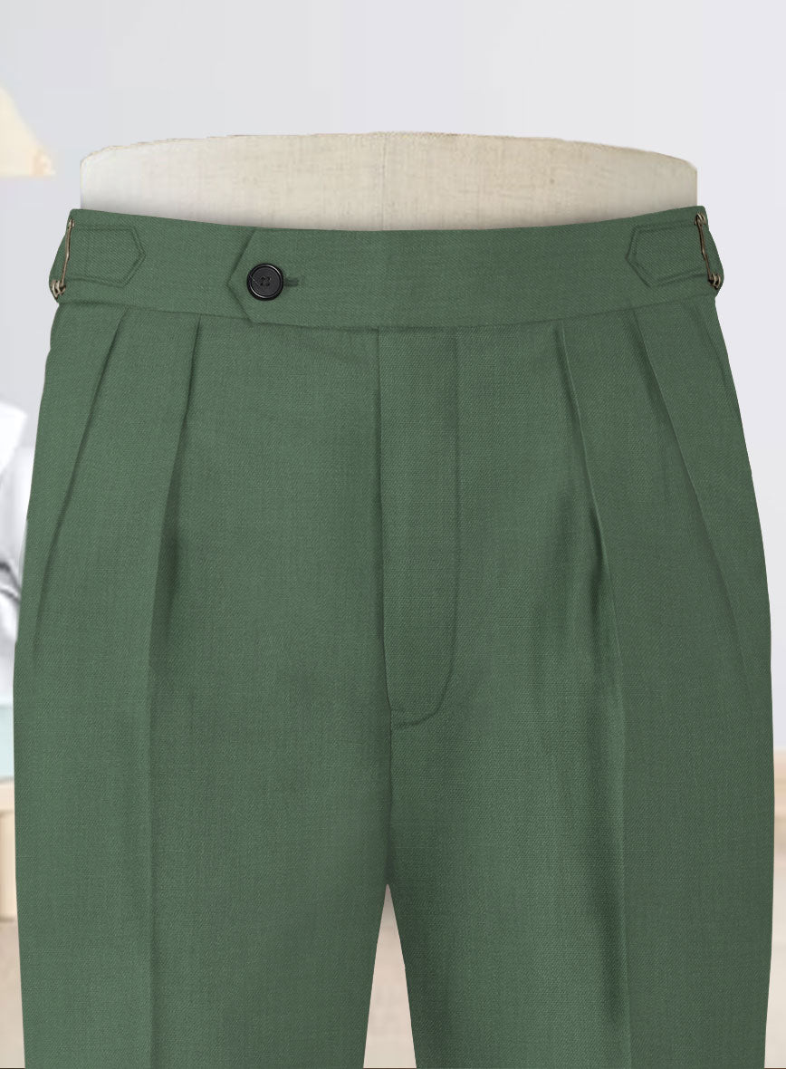 Napolean Moss Green Wool Highland Trousers - StudioSuits