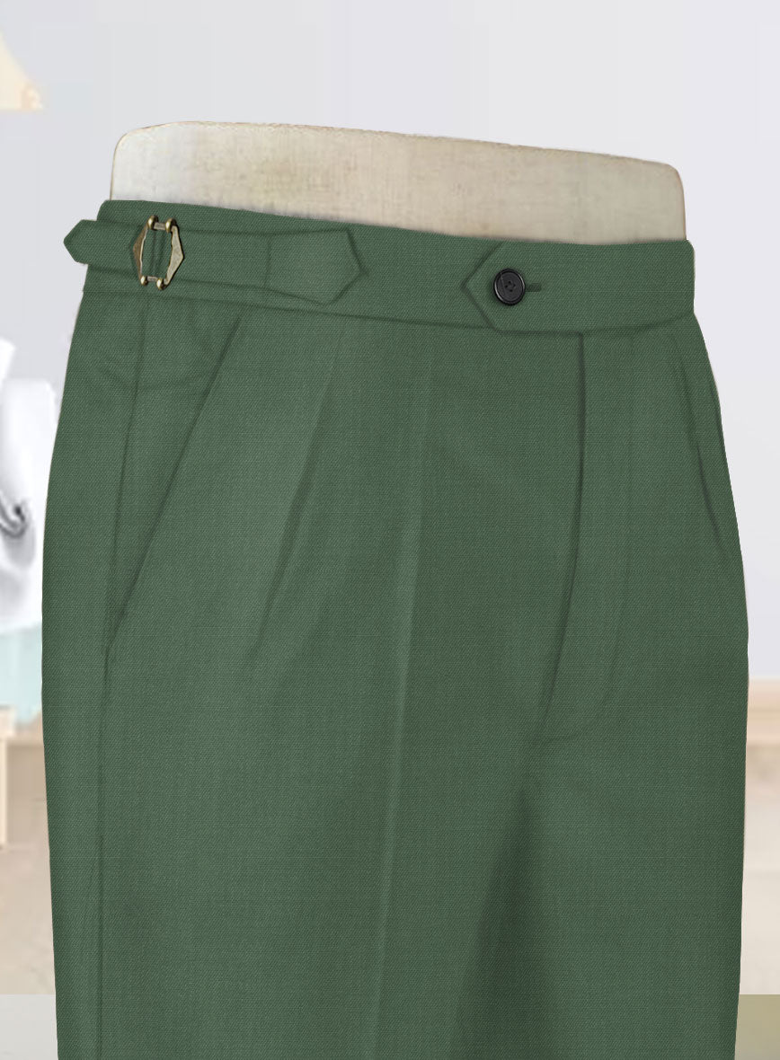 Napolean Moss Green Wool Highland Trousers - StudioSuits