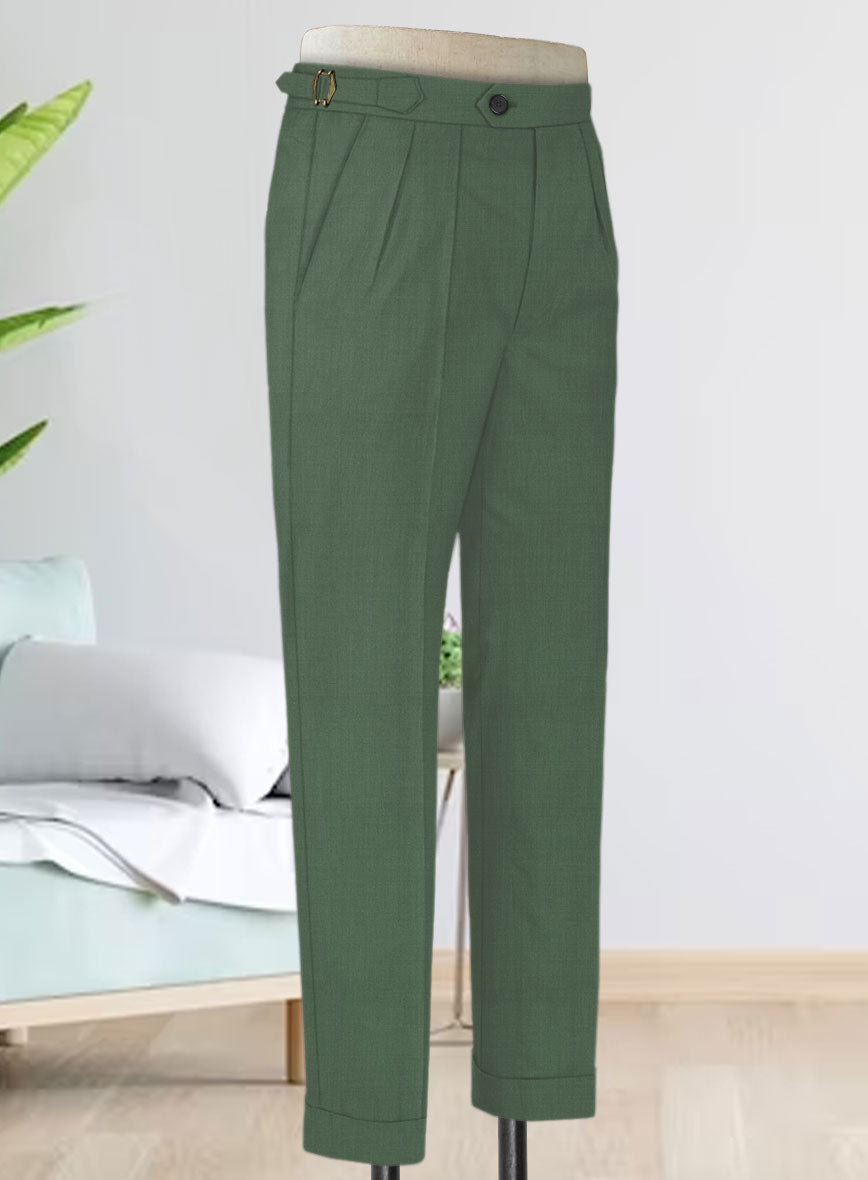 Napolean Moss Green Wool Highland Trousers - StudioSuits
