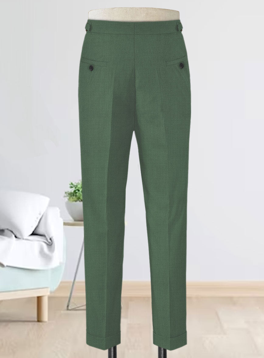 Napolean Moss Green Wool Highland Trousers - StudioSuits