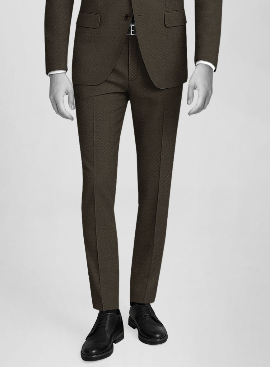 Napolean Mud Brown Wool Pants - StudioSuits