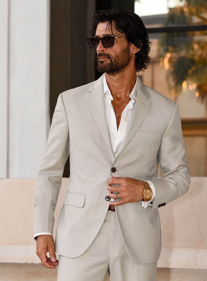 Napolean Muted Beige Wool Jacket - StudioSuits