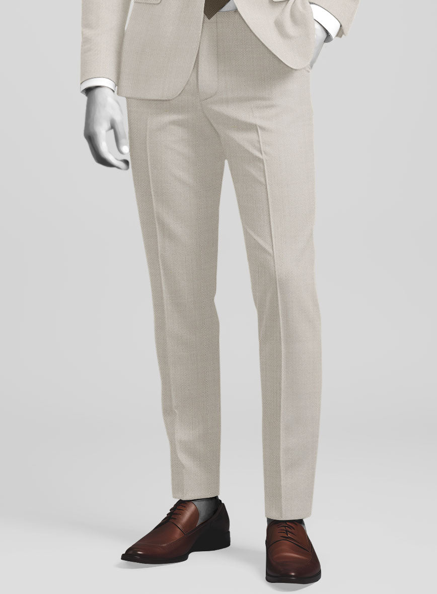 Napolean Muted Beige Wool Pants - StudioSuits