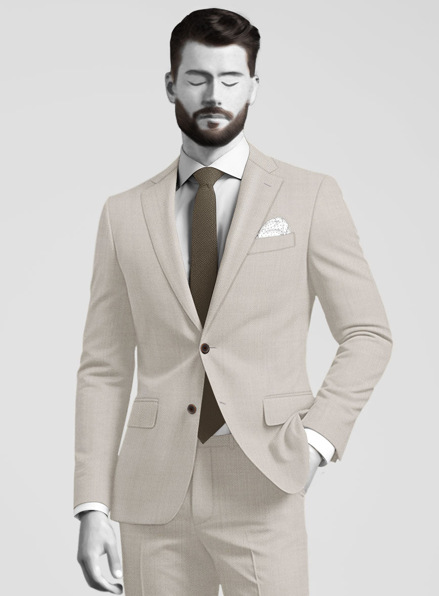 Napolean Muted Beige Wool Jacket - StudioSuits