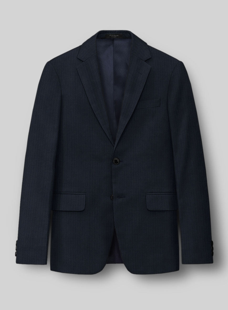 Napolean Navy Herringbone Wool Jacket - StudioSuits