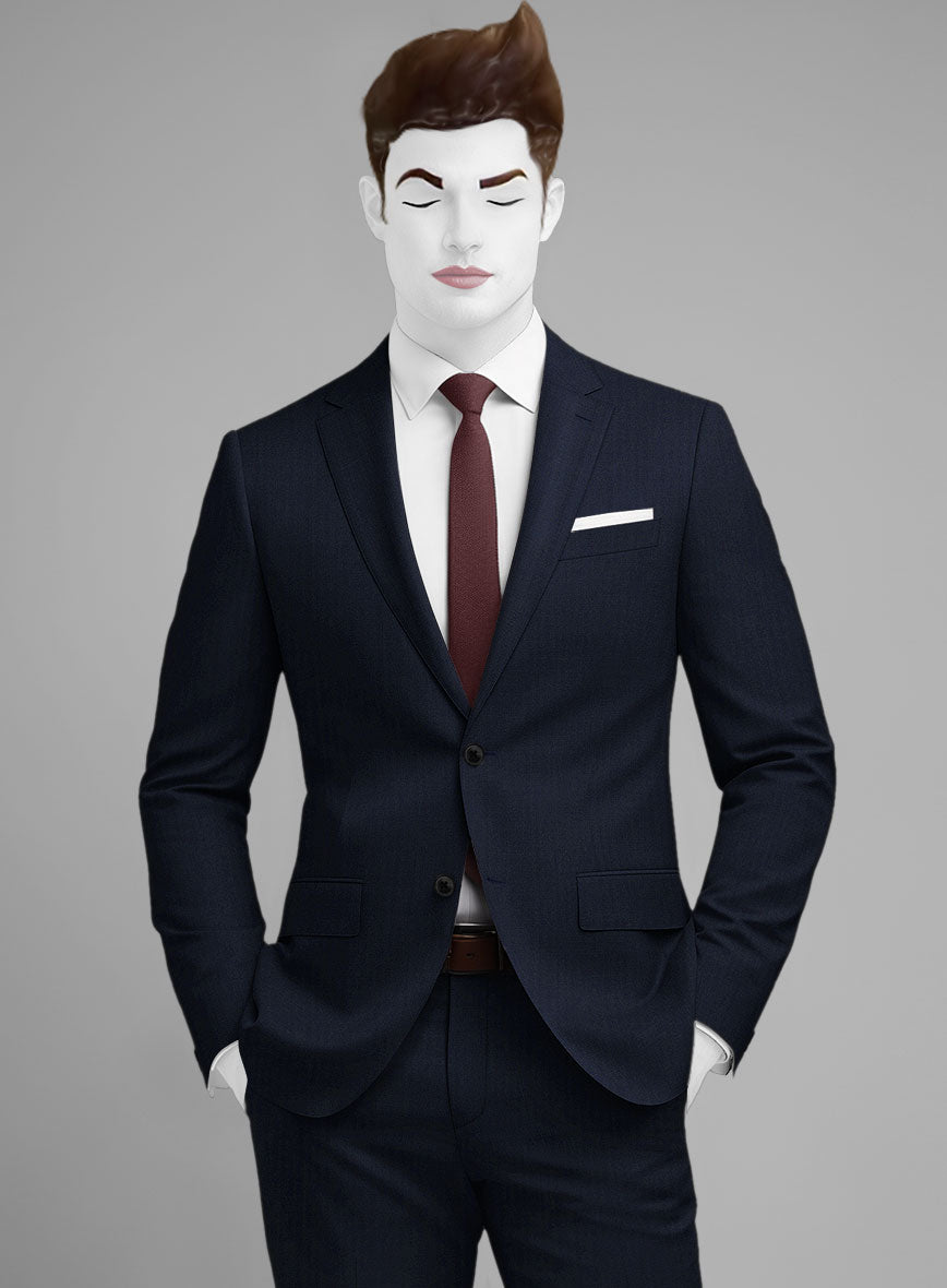 Napolean Navy Herringbone Wool Jacket - StudioSuits