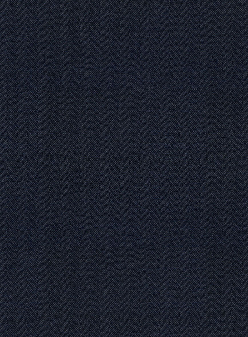 Napolean Navy Herringbone Wool Tuxedo Jacket - StudioSuits