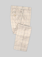 Napolean Noemi Windowpane Beige Wool Pants - StudioSuits