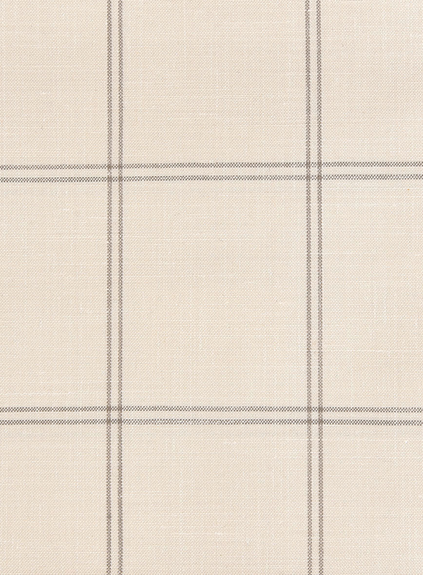 Napolean Noemi Windowpane Beige Wool Pants - StudioSuits