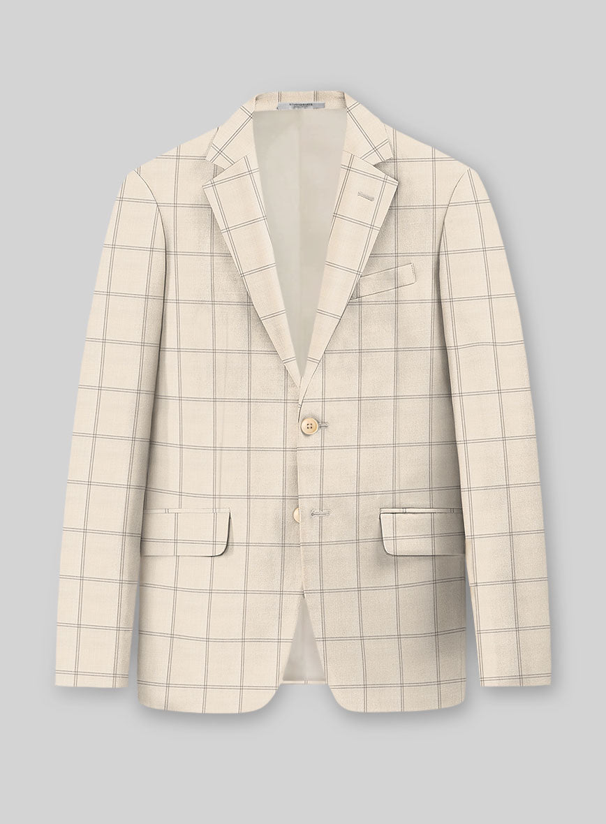Napolean Noemi Windowpane Beige Wool Suit - StudioSuits