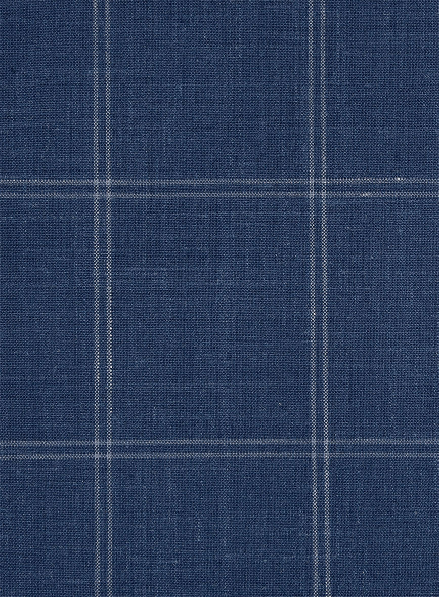 Napolean Noemi Windowpane Blue Wool Pants - StudioSuits