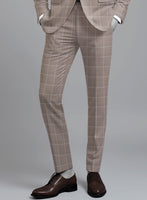 Napolean Noemi Windowpane Brown Wool Pants - StudioSuits