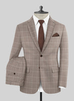 Napolean Noemi Windowpane Brown Wool Suit - StudioSuits