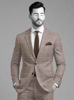 Napolean Noemi Windowpane Brown Wool Suit - StudioSuits